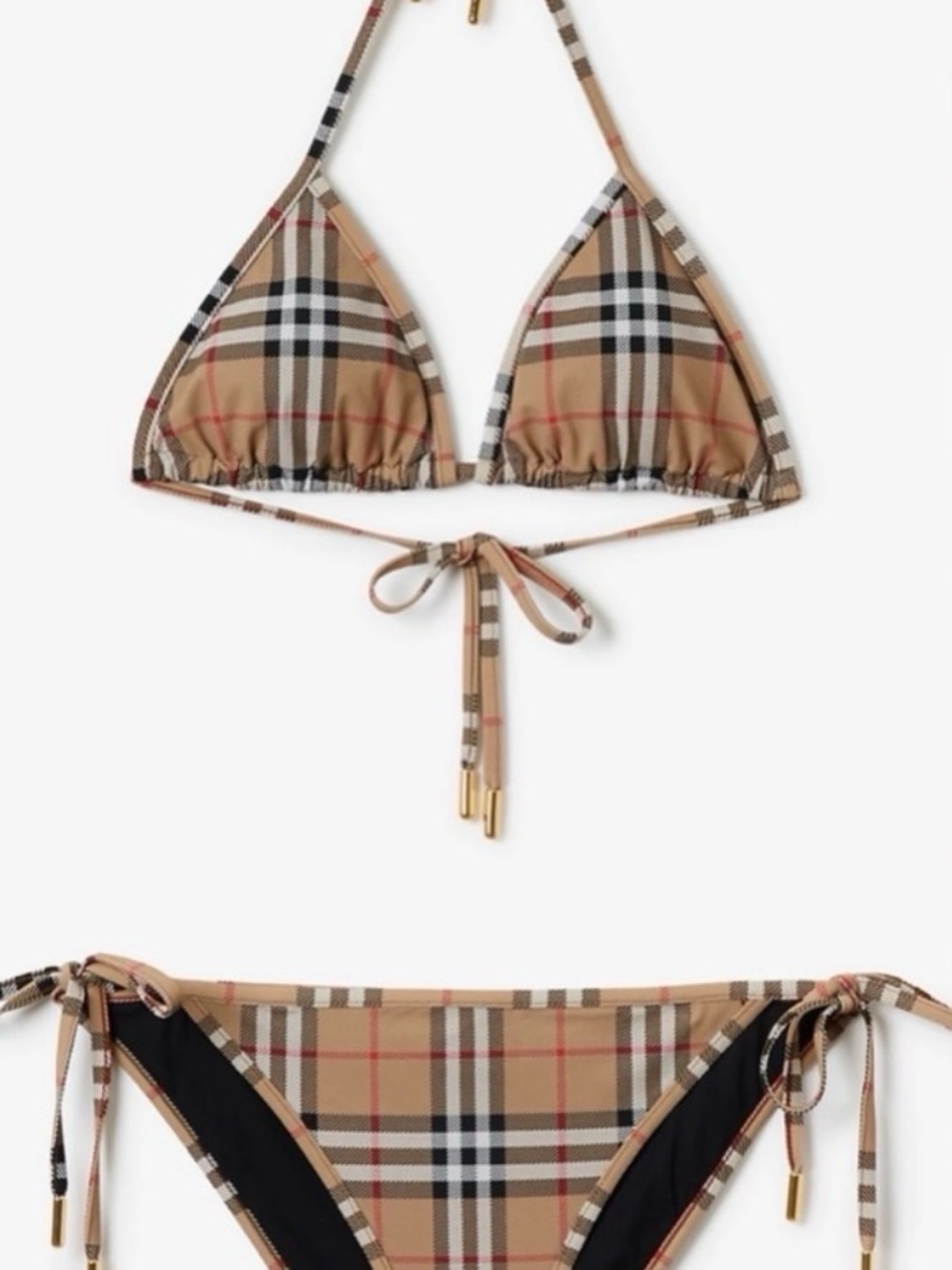Burberry Beige Check Triangle Bikini